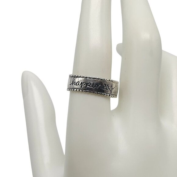 Sterling Silver Engraved Happiness and Friendship Band Ring Size 7 Signed SA - Picture 1 of 6